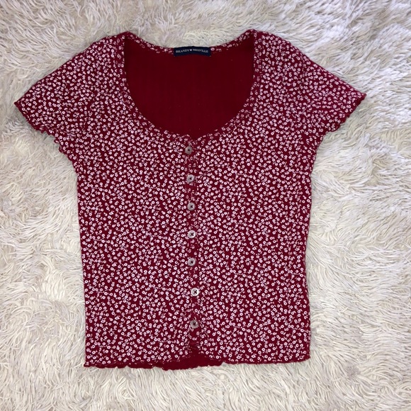 Brandy Melville Button Front Baby Tee - Picture 1 of 5